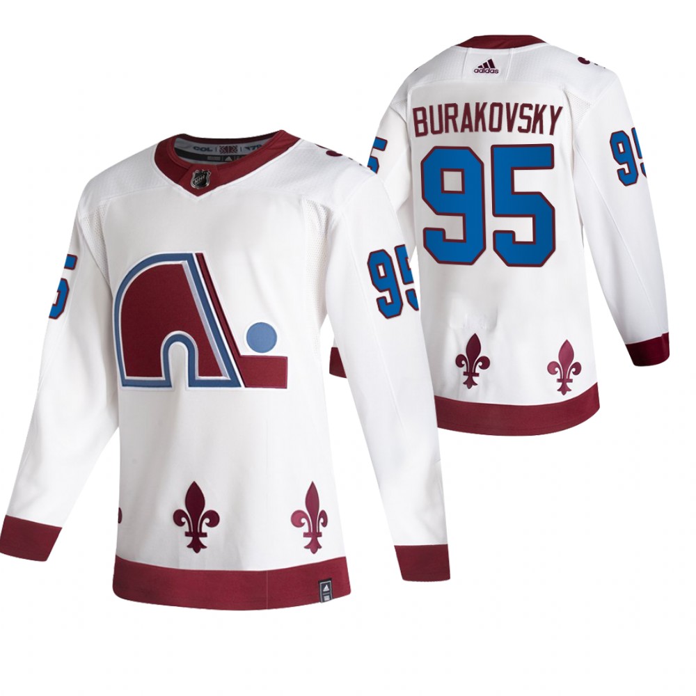 2021 Adidias Colorado Avalanche 95 Andre Burakovsky White Men Reverse Retro Alternate NHL Jersey